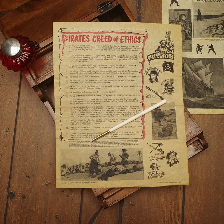 4 Pirate Wall Art Posters Treasure Chest Map Weapons Pistol Sword Gun Home Decor