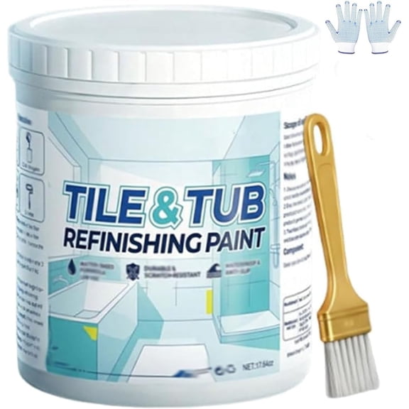 Premium Tile & Tub Refinishing Paint Kit, Quick-Dry Tub Paint Low Odor for Bathroom, Tub and Tile Refinishing Kit with Tools, Easy to Renew Your Bathroom (White, 300)