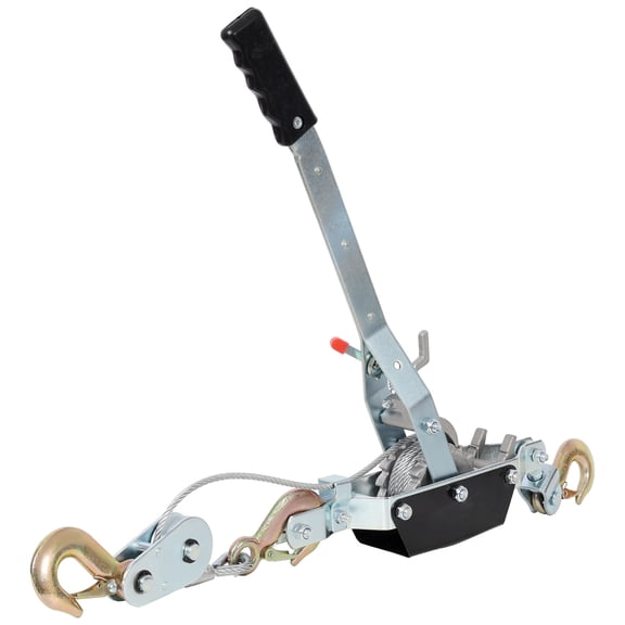 CQSXDA 2 Ton Hand Winch Puller, Dual-Gear Ratchet with 12FT Cable & 3 Safety Hooks for Heavy Pulling