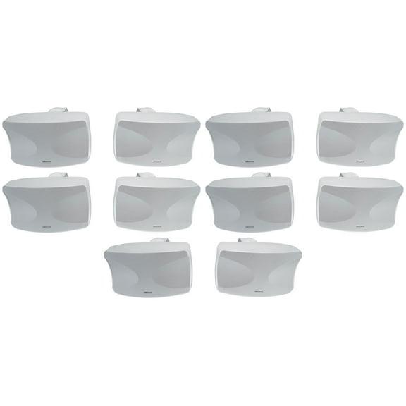 10) Rockville WET-44 PRO Dual 4" 4-Way Swivel 70V Commercial Speakers in White