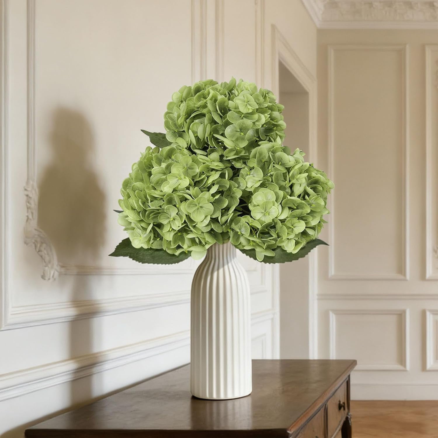 SwanMoon 3PCS Real Touch Artificial Hydrangea Flowers, 21 Inch Large Lifelike Silk Dry Faux Hydrangeas for Wedding, Home, Party, Office & Table Centerpiece Decoration
