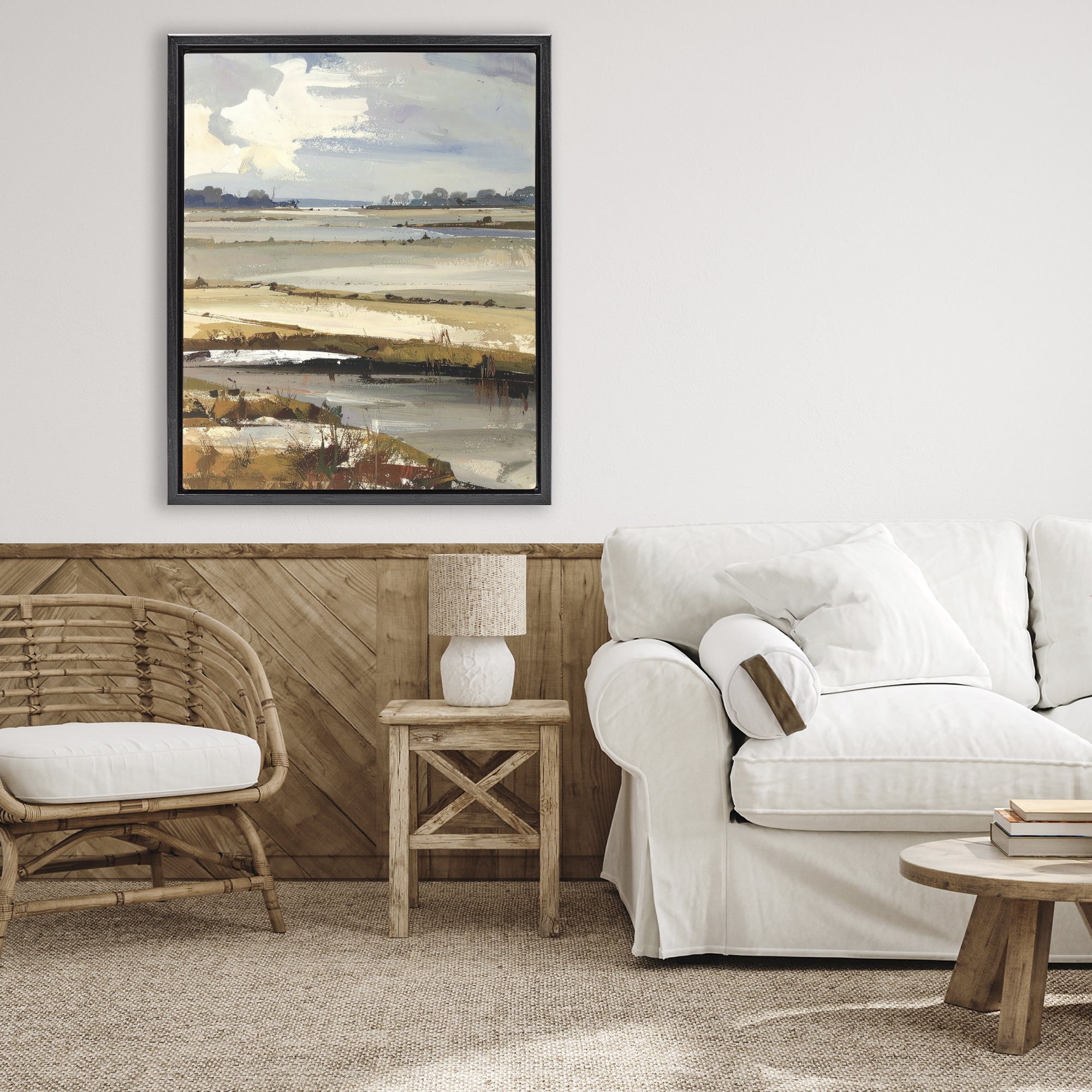 Stupell Industries Earthy Distant Horizon Black Framed Floater Canvas Wall Art, design by Alonza Saunders