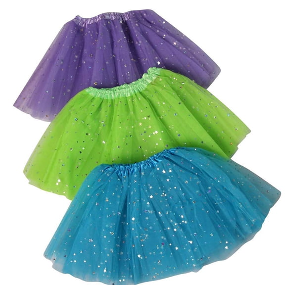 Making Believe Girls Ballerina Sparkle or Chiffon Tutu Beginner 3 Pack Dress Up Set (Lavender/Lime/Turquoise Sparkle)