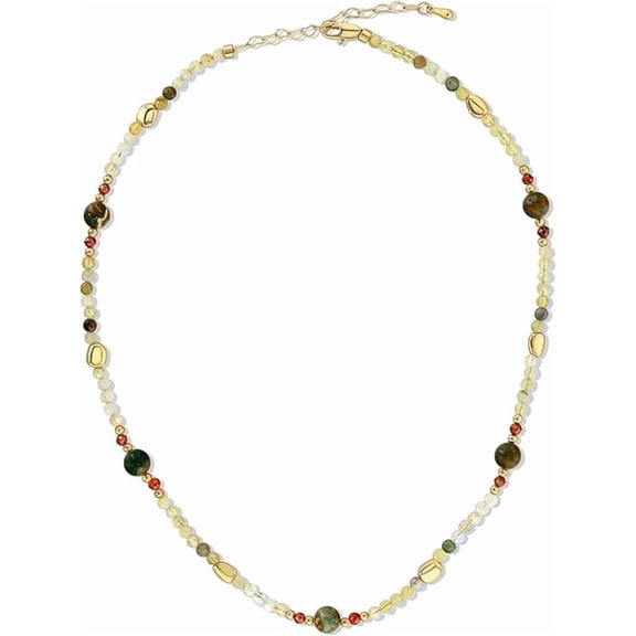 SNGIA 18K Gold Plated Multicolor Natural Stone Beaded Adjustable Choker Necklace for Women