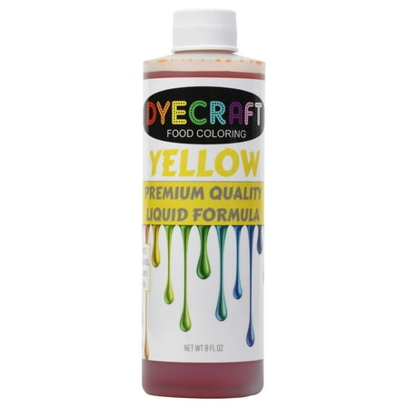 DyeCraft Yellow Liquid Food Coloring, Large Bottle- Odorless, Tasteless