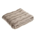thumbnail image 1 of Khaki Soft Knitted Cable Throw Blanket, 1 of 4