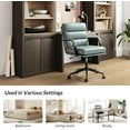 thumbnail image 3 of Faux Leather Home Office Chair, Swivel Task Desk Chair with Padded Cushion, Sage, 3 of 6