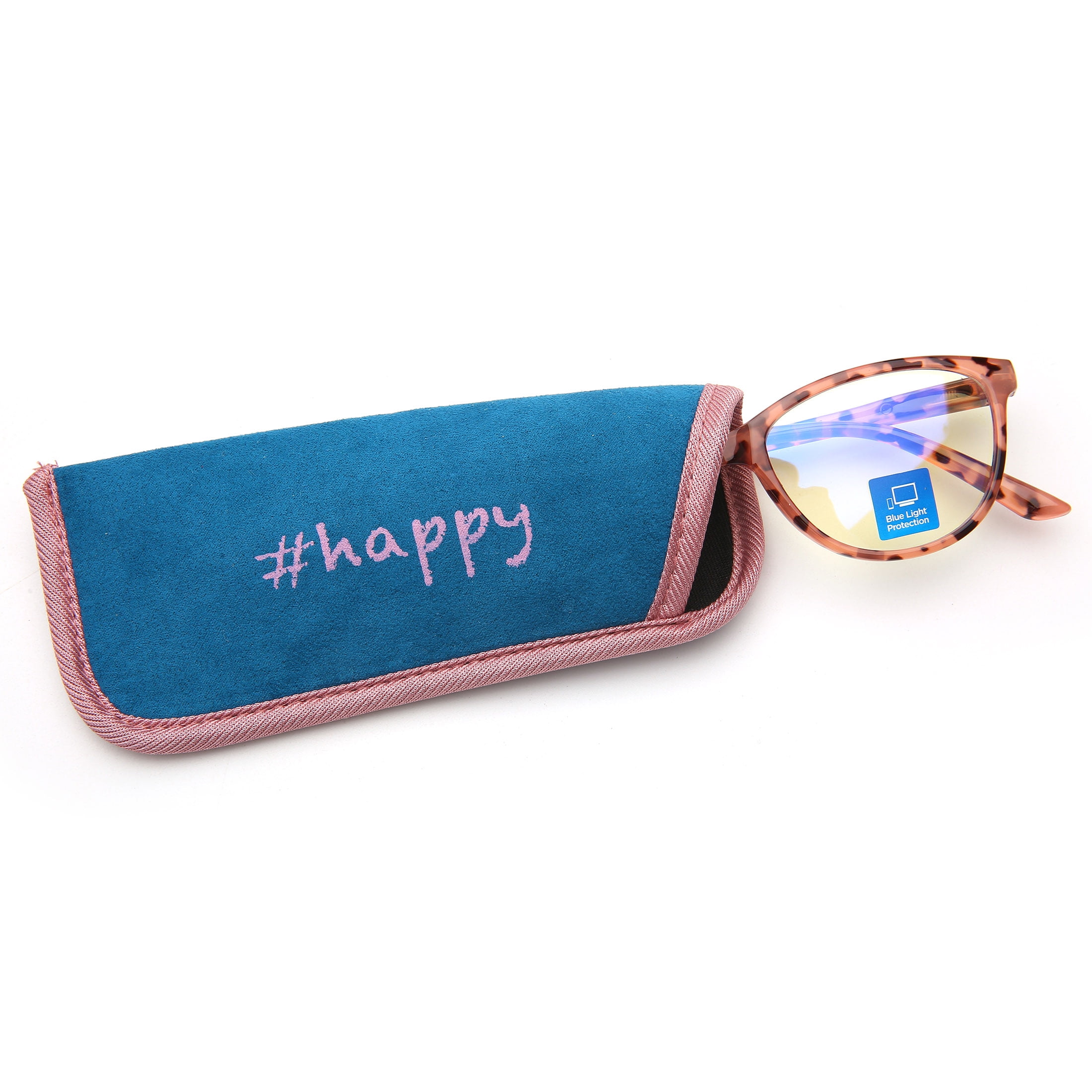 M+ Plano Blue Light Lens Injection Girls Frames, Molly, Pink Tortoise, 50.5-18.0-136, with Case