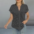 thumbnail image 6 of T Shirts For Women Womens Tops Summer Simple And Casual V Neck Solid Color Shirt Blouse, 6 of 7