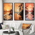 thumbnail image 1 of Designart "Golden Sunrise formd III" Nautical & Beach Framed Wall Art Set Of 3 - Yellow Sunrisesunset Frame Canvas Set For Living Room Decor, 1 of 6