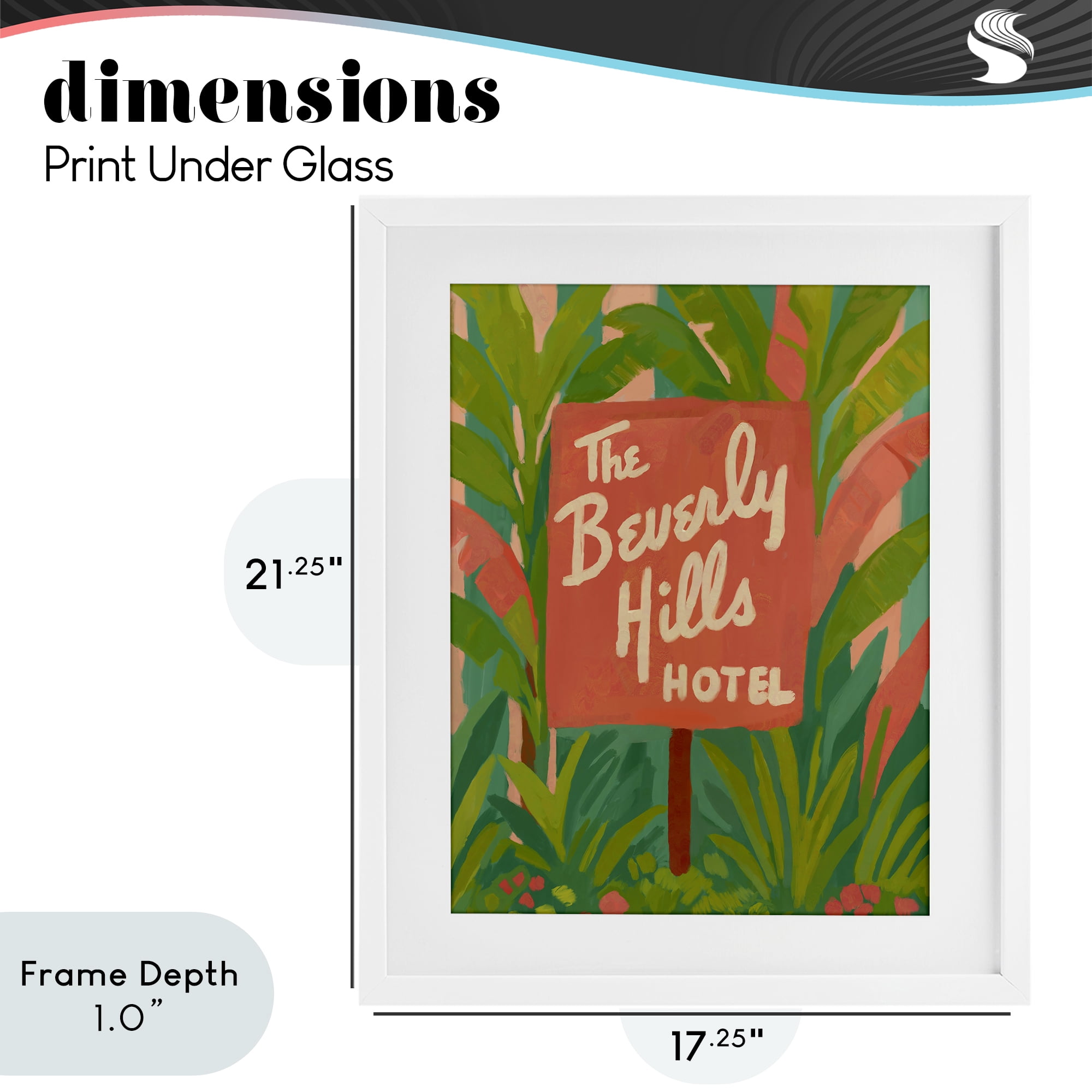 Stupell Industries Tropical Beverly Hills Hotel White Framed Print Under Glass, design by Amelia Noyes