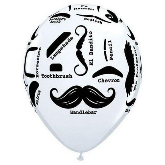 LOONBALLOON Baby-Shower Balloons, 11″ SMILE FACE MUSTACHE