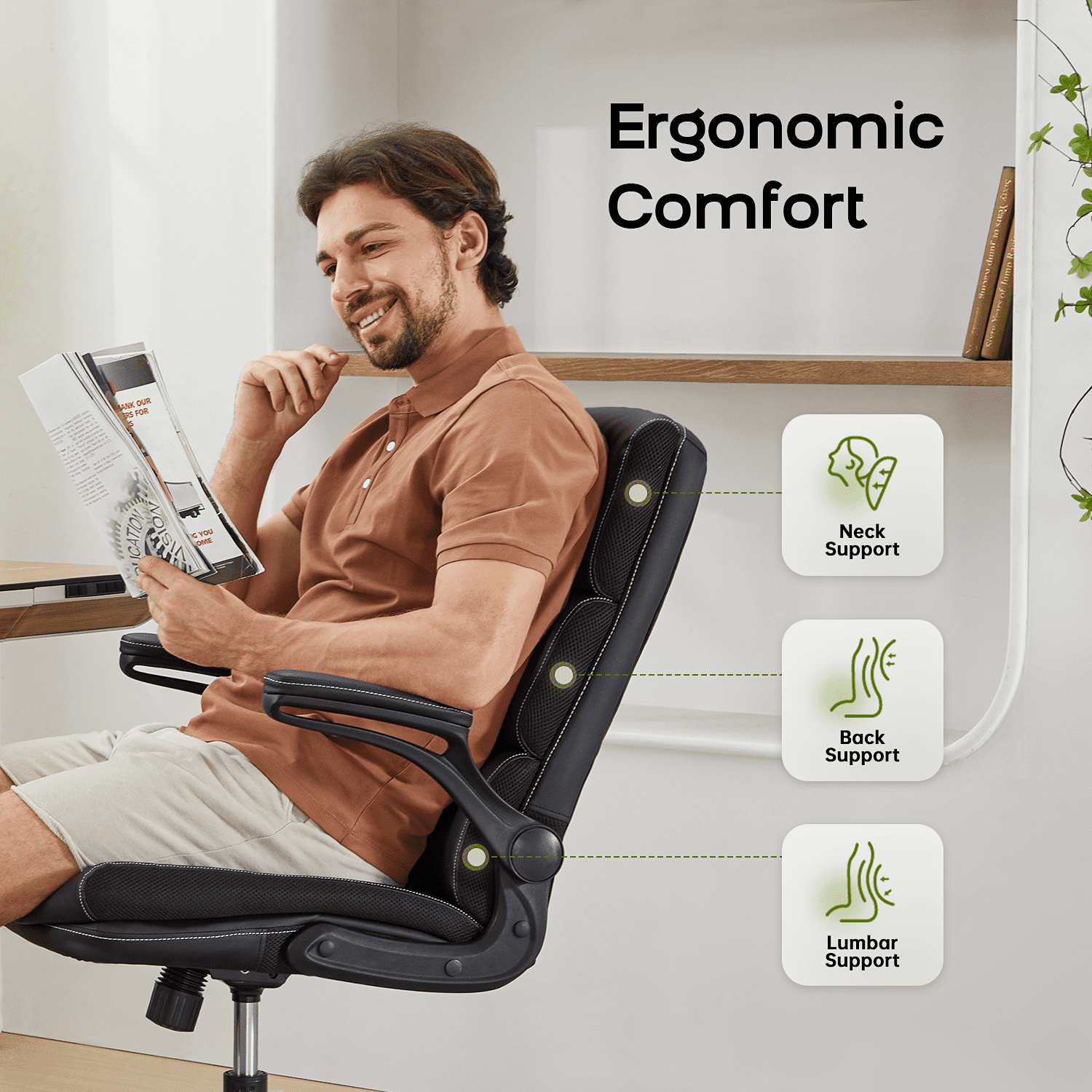 TMV Ergonomic High Back Gaming Chair - Adjustable Desk Office Chair with Lumbar Support, Perfect as Computer Desk Chair，Black