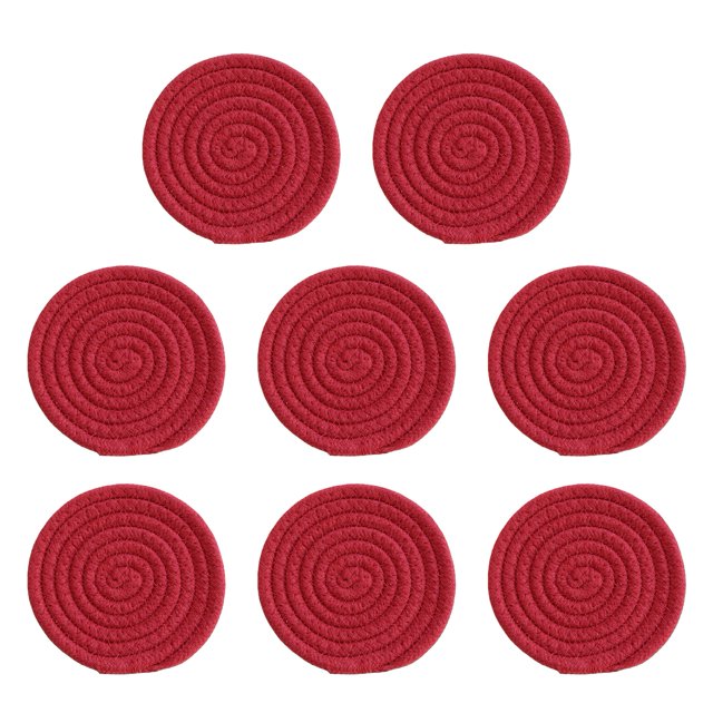 Hyasfey 8Pcs Cotton Woven Drink Coasters Absorbent Coasters for Coffee Table Braided Coasters Heat-Resistant Table Protection Mat for All Cups