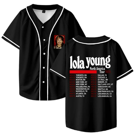 Lola Young North America Tour 2025 Merch Baseball Jersey Shirt V-Neck Women Men Short Sleeve Streetwear Clothes