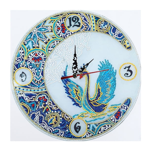 Reloj de diamante en forma especial de taladro de pieza de bricolaje reloj de dormitorio de casa de resina de mosaico 5D Hugtrwg Para estrenar