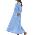 thumbnail image 3 of Adeawade Summer Dresses For Women Button Down Shirt Dress Long Sleeve Loose Fit Tunic With Collar Solid Color Maxi Dress Adorable Clothing L Blue, 3 of 6
