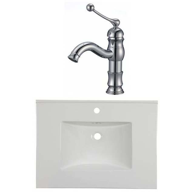 American Imaginations AI-22396 30.75 in. Rectangle Flair Series 1 Hole Ceramic Vanity Top Set, White