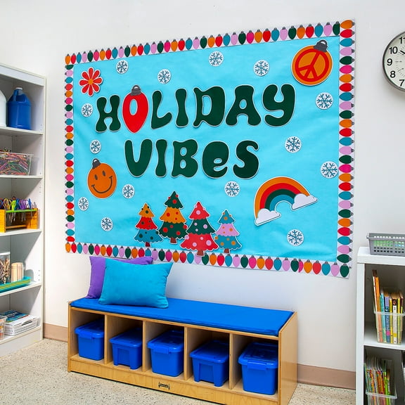 Fun Express Holiday Vibes Groovy Classroom Bulletin Board Set - 47 Pieces