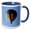 Blue/White, variant on 3drose, Deep Blue Sky Behind Colorful Hot Air Balloon in Fall, 11oz Two-tone Black Mug