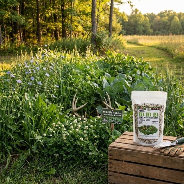 Old Cobblers Farm™ Fertilizer 19-19-19 for Food Plots - Balanced Nutrition for Lush Growth - Fertilizer (15 lbs)