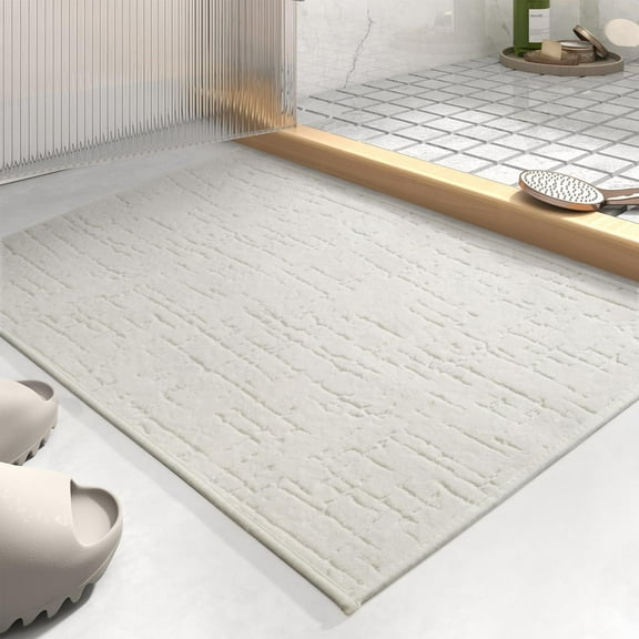 GUCADS--Bath Mat-Absorbent Quick Dry Bathroom Floor Mats-Washable Rubber Backing Bath Mats for Bathroom Rugs Fit Under Door-Bath Rug for in Front of Sink Bathtub Shower Room, Cream 17''x24''