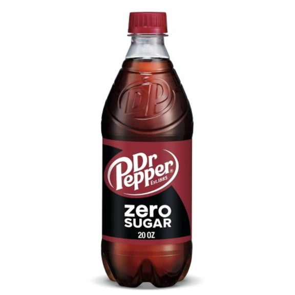 Dr Pepper Zero Sugar Soda 20oz Bottles, Quantity of 24
