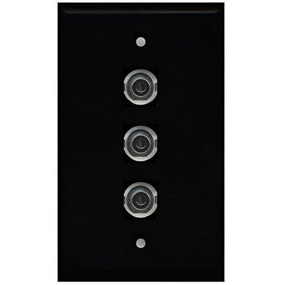 RiteAV (1 Gang Flat 3 3.5mm (Black) Wall Plate Black