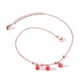 thumbnail image 5 of Women Anklets Red Stone Beads Pink Gold Tone Stainless Steel Chain Foot Jewelry, 5 of 5