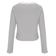 thumbnail image 4 of FRSASU Women Y2K Lace Patchwork Tee Top Long Sleeve Fairy Grunge T-Shirts Vintage Aesthetic Slim Top Gray, 4 of 6