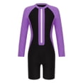thumbnail image 2 of iiniim Girls Boys Long Sleeve One Piece Swimsuit Shorty Wetsuit Kids Surfing Rash Guard UPF 50 Purple 10, 2 of 7