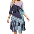 thumbnail image 1 of Bixby Creek Bridge Robe Évasée Col Carré Robe Élégante Mode Féminine Imprimée Montagnes Pont Océan Bleu Rose Violet, 1 of 4