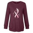 thumbnail image 3 of Uootdi Breast Cancer Awareness Crew Neck Long Sleeve Shirt Women Breast Cancer Survivor Tops Ribbon Graphic Pullover Gift Sweat shirt Fit Shirts, 3 of 4