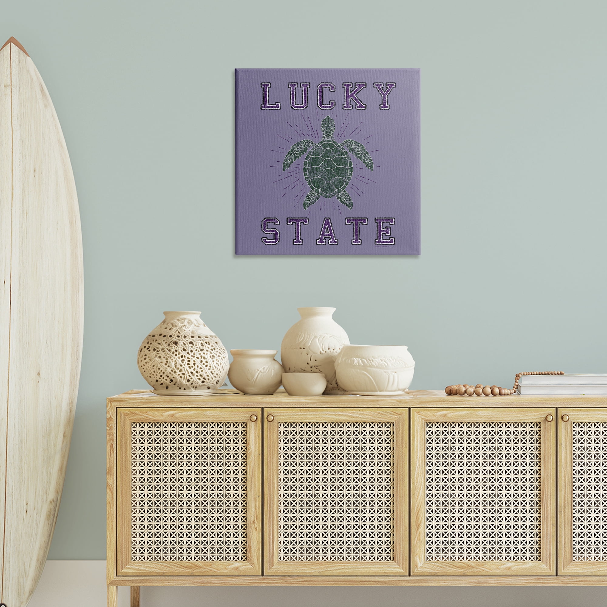 Stupell Industries Lucky Sea Turtle State Animals Painting Wrapped Canvas Art Print Wall Art, 30 x 30