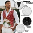 thumbnail image 6 of Yuyamidu Snowman Men's V-Neck Suit Vests Size 2XL Colorful Lights Formal Slim Fit Business Dress Vest Waistcoat with 3 Pockets for Suit or Tuxedo, Red Christmas, 6 of 7