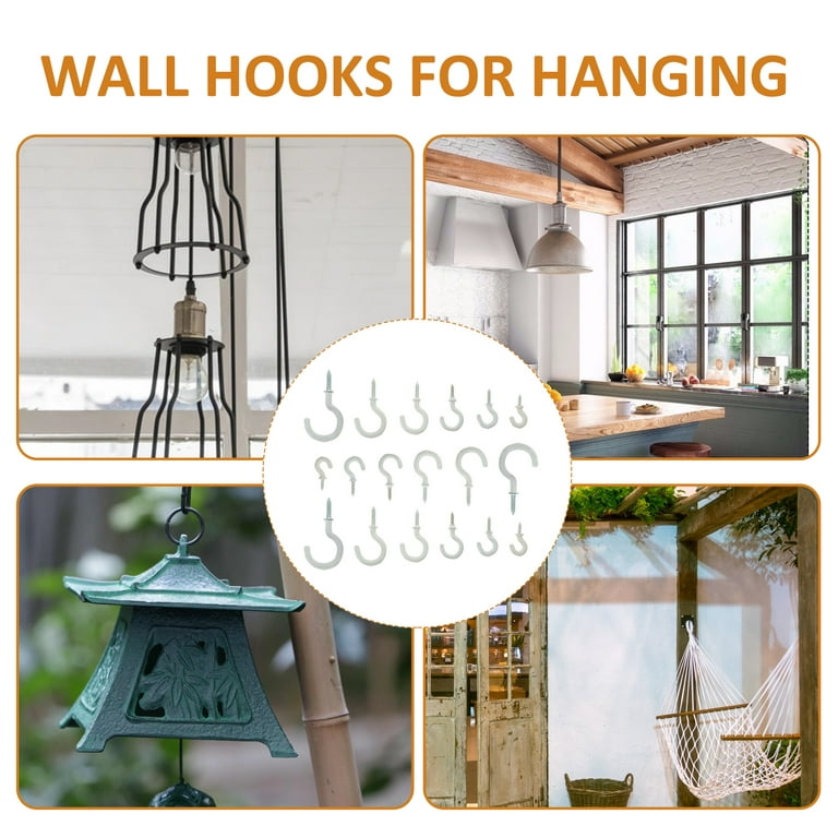 90 Pcs Screw Hook Drop Ceiling Hooks for Hanging Plant Wall up White Vinyl  