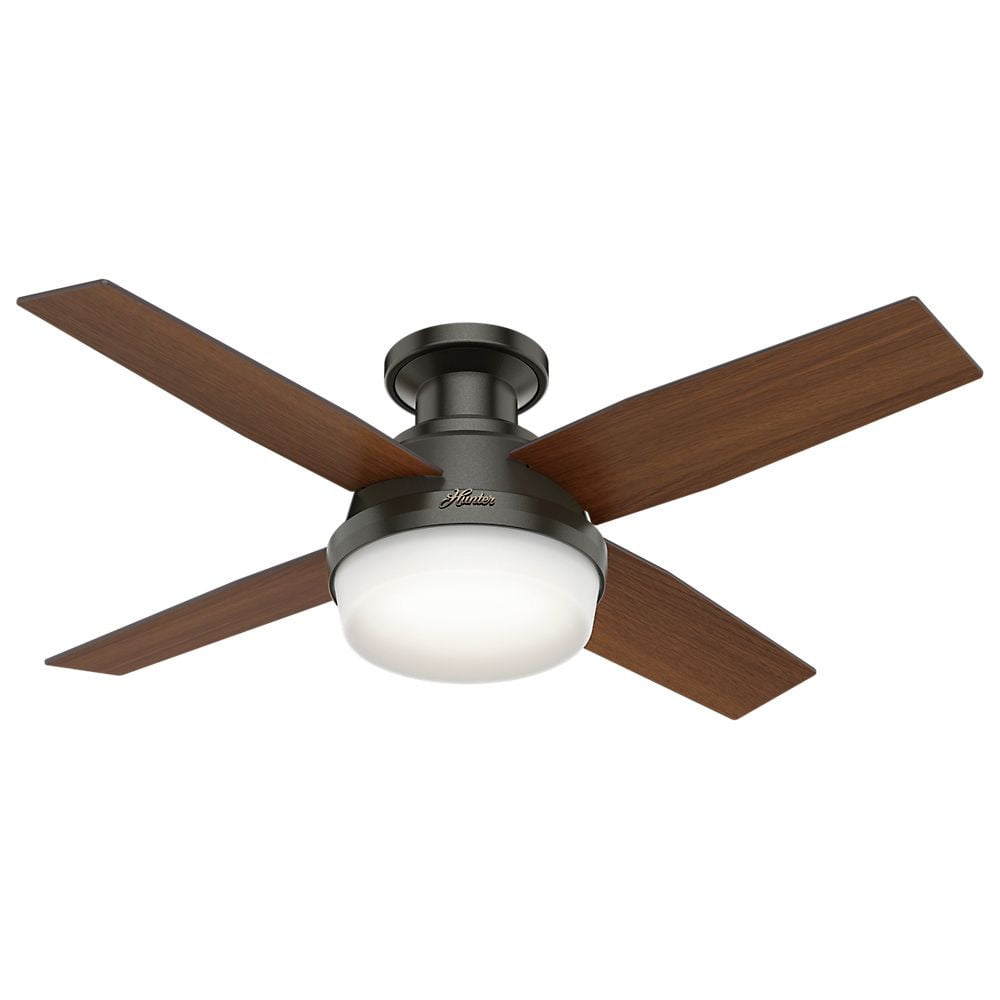 Hunter 44 Dempsey Low Profile With Light Brushed Nickel Ceiling Fan Hunter 44 Dempsey Low Profile With Light Brushed Nickel Ceiling Fan Handheld Remote Com