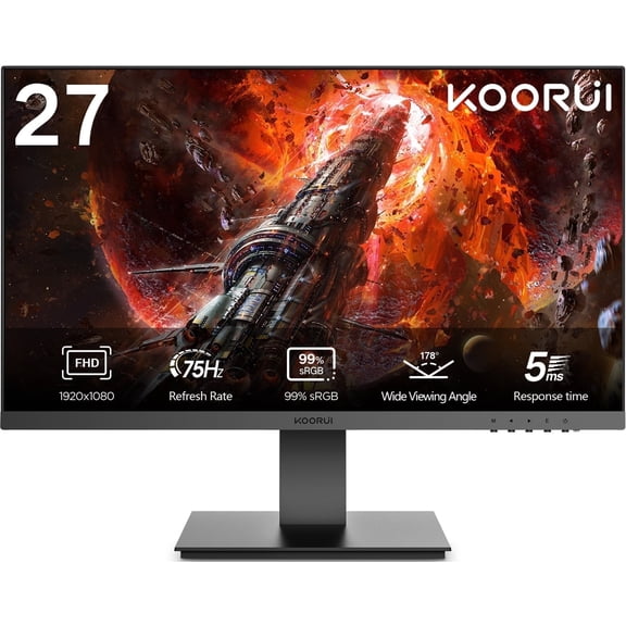 KOORUI 27" IPS Computer Monitor, 75Hz FHD PC Desktop Monitor, Eye Care