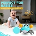thumbnail image 3 of Muzhda Sensing Crawling Crab, Tummy Time Baby Toys, Interactive Walking Dancing Toy with Music Sounds & Lights, Newborn Infant Fun Birthday Gift Toddler Boy Girl, USB Charging Cable Included (Green), 3 of 10