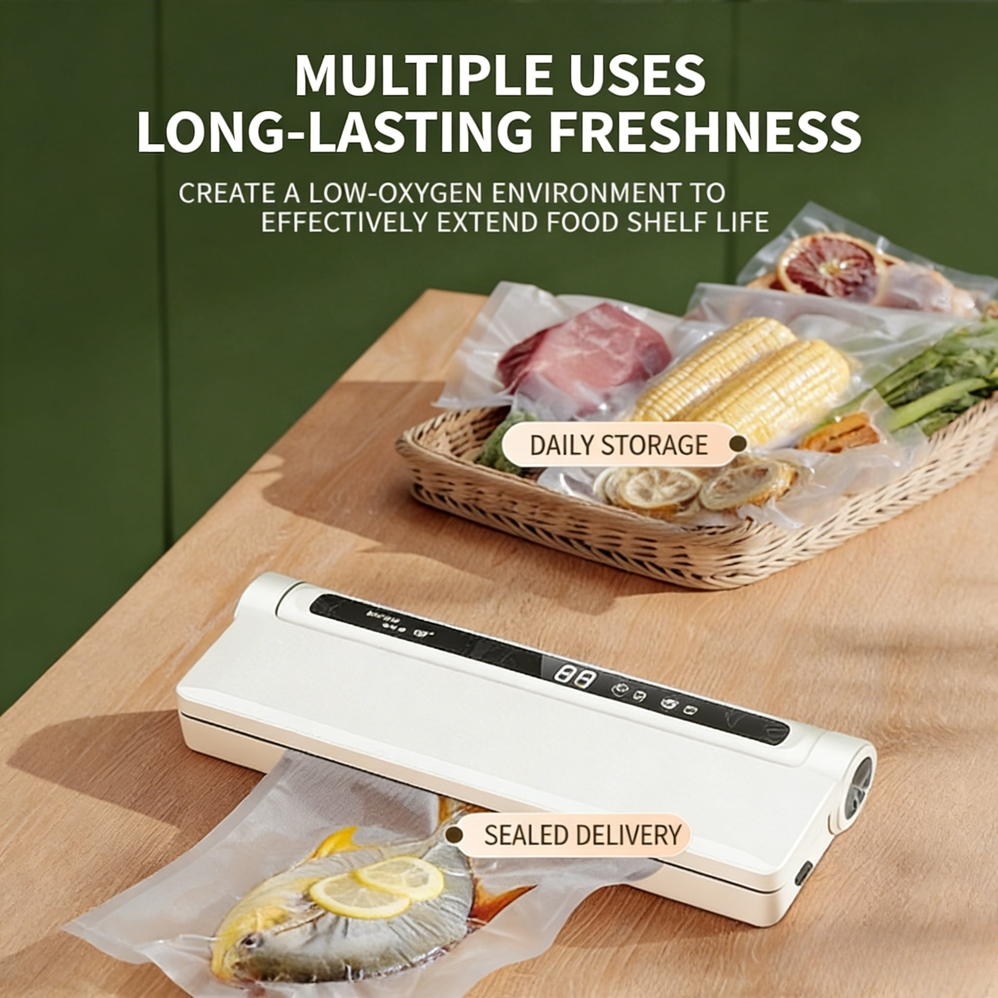 Vacuum Sealer, Food Sealer Machine with Dry Wet Modes for Meal Prep, Food Sealer