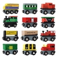 thumbnail image 2 of 12pcs Railway Locomotive ally Connected Electric Small Train Compatible with Wooden Track Present for Kids Toddlers Salvador Dali vagones de tren, 2 of 9