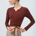 thumbnail image 2 of tarylea Women's Yoga Tops V Neck Drawstring Tops Long Sleeve Slim Fitted Shirts Casual Sports Shirts Athletic Tops, 2 of 7