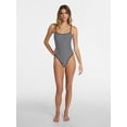 thumbnail image 2 of No Boundaries Sporty Stripe One-Piece Swimsuit, Women’s XXS-XXL, 2 of 5