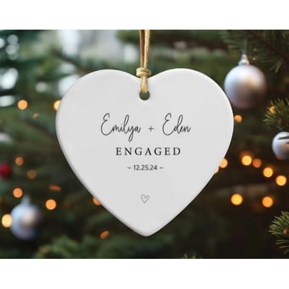 Personalized Engagement Ornament 2025 Heart Shaped Christmas Keepsake Custom Engaged Gift for Couple - Wedding Gift