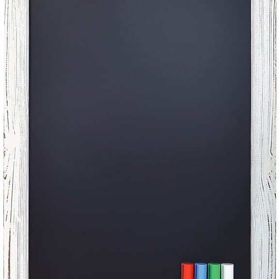 Magnetic Wall Chalkboard, X Large Size 20" x 30", Rustic Wood Frame, Chalkboard Sign, Vertical/Horizontal Wall Mount, Includes 4 Chalk Markers Chalk and Eraser,(Whitewash)