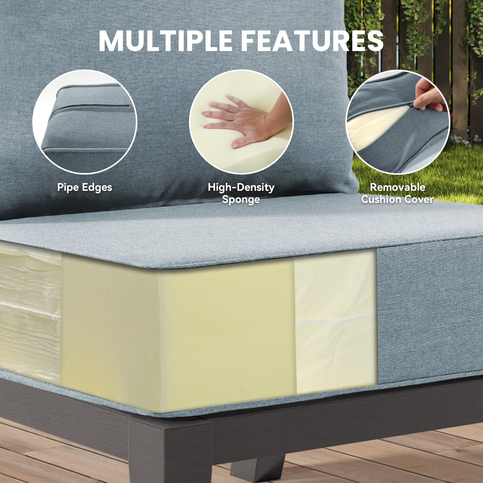 Jentlehouse Outdoor Deep Seat Cushion 24" X 24" X 6" for Patio Furniture,Outdoor Chair Cushions Water & Fade Resistant Patio Furniture Cushions for Wicker Chair, Sofa, Couch, Baby Blue (Set of 4)