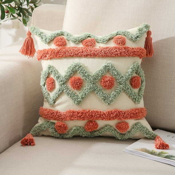 Nvzi Funda de almohada acolchada de 3 piezas con estampado verde, funda de almohada colorida, ilumina la decoración de tu dormitorio 17.72x17.72 pulgadas (estilo E)