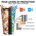 thumbnail image 3 of 16oz Tumblers Fall Pumpkins Leaves Pattern Stainless Steel Vacuum Insulated Double Wall Travel Tumbler Cups Mug with Lid and Straw,Cleaning Brush for Coffee,Tea, 3 of 4