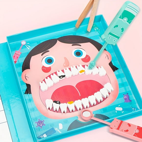 Wooden Children's Dentist Playset - Realistic Dental Doctor Nurse Toy with Simulation Equipment - Educational Home Medical Play for Kids