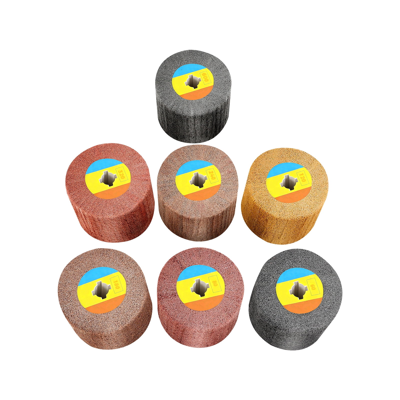 7Pcs Wire Drawing Wheel Brush Drum Polisher Burnishing Polishing Buffer Wheel for Automobiles, Construction